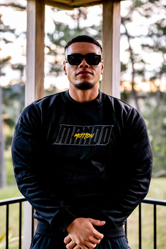 CREW NECK BLACK-YELLOW (EMBROIDERED)